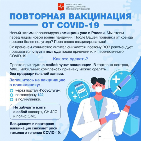 Повторная вакцинация от COVID -19- где ее можно пройти в Пушкинском?
